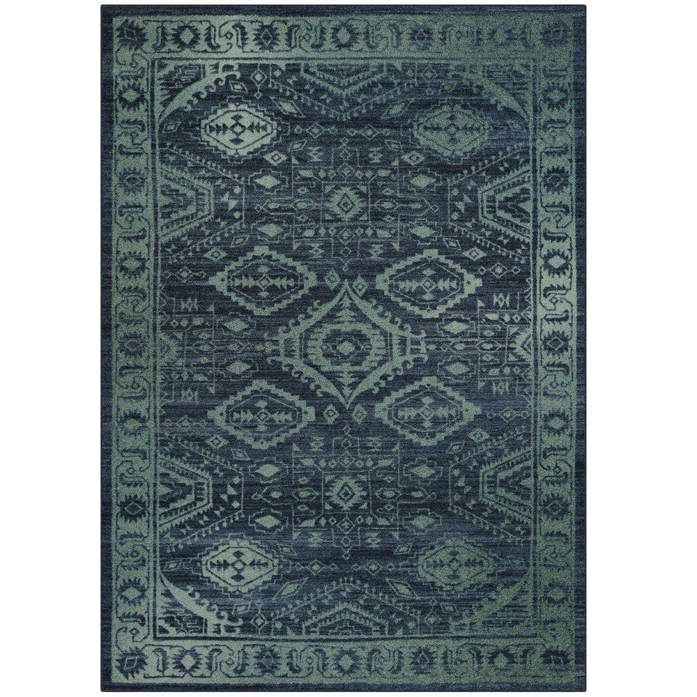 Blue Polyester 5 ft. x 7 ft. Abstract Indoor Area Rug