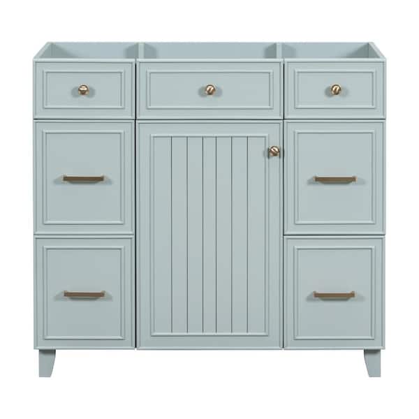 grossag 35.4 in. W Bath Vanity Cabinet without Top in Green with 3-Drawers, Adjustable Shelf