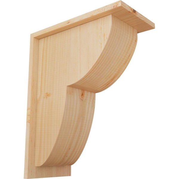Ekena Millwork 7-1/2 in. x 14 in. x 18 in. Douglas Fir Crestline Smooth Corbel with Backplate