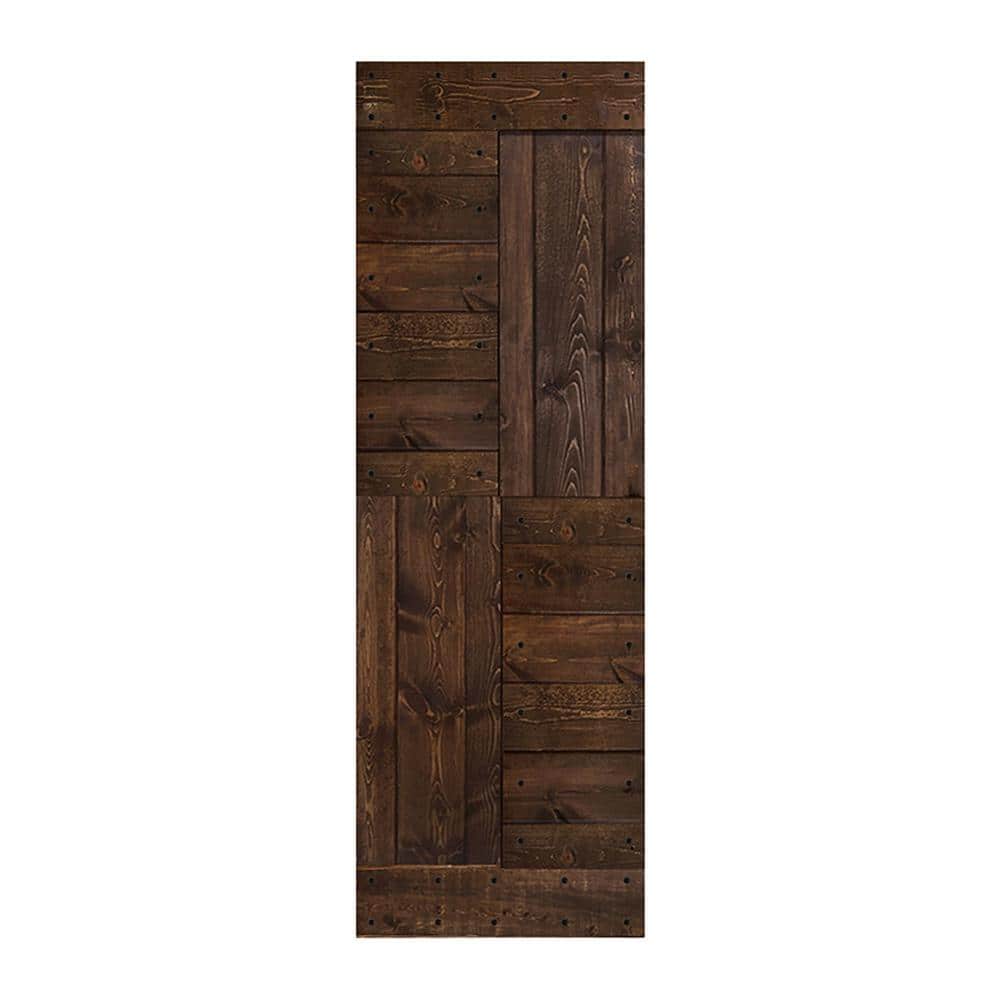 Kona Coffee Solid Wood 30" x 84" Designer Barn Door Slab