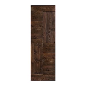 S Series 30 in. x 84 in. Kona Coffee Finished DIY Solid Wood Barn Door Slab - Hardware Kit Not Included