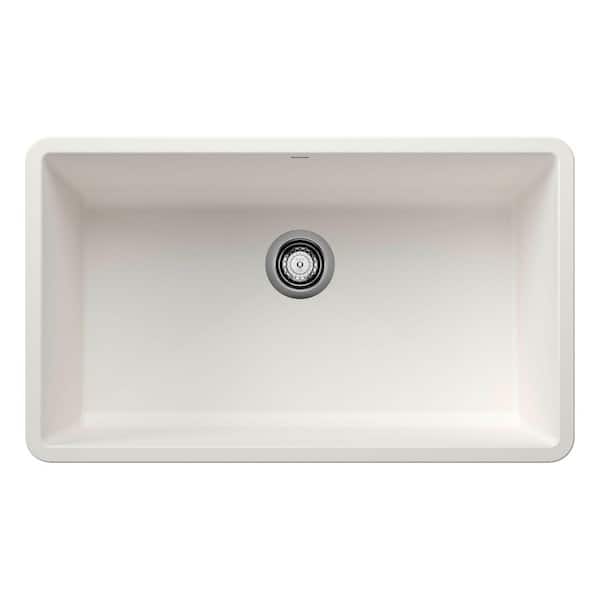 PRECIS Undermount Granite Composite 32 in. Single Bowl Kitchen Sink in White