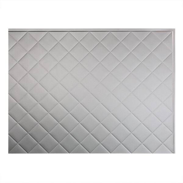 Fasade 18.25 in. x 24.25 in. Argent Silver Quilted PVC Decorative Backsplash Panel