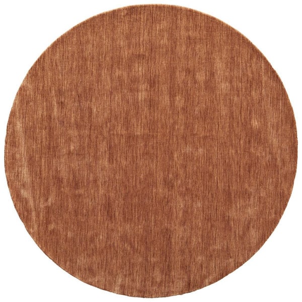 HomeRoots 8 ft. Round Orange Abstract Area Rug