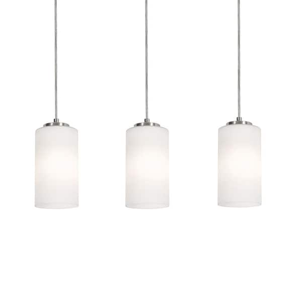 AFX Leo 3-Light Satin Nickel Shaded Pendant Light