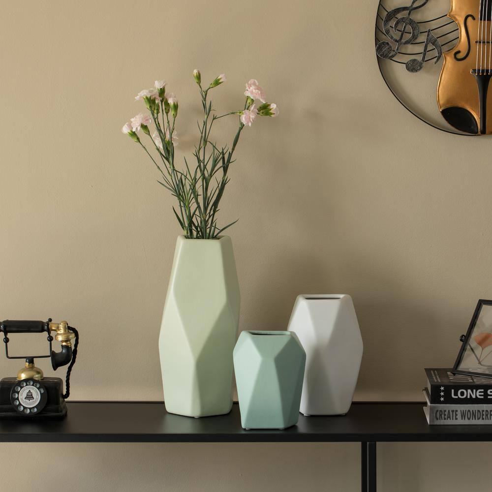 Elegant Ceramic Multi-Paned 15" Decorative Table Vase