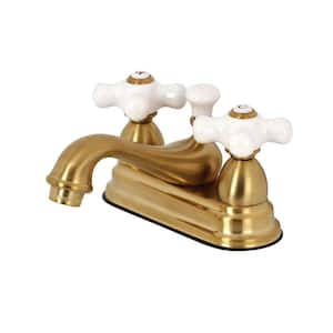 Restoration 4 in. Centerset 2-Handle Bathroom Faucet in Brushed Brass