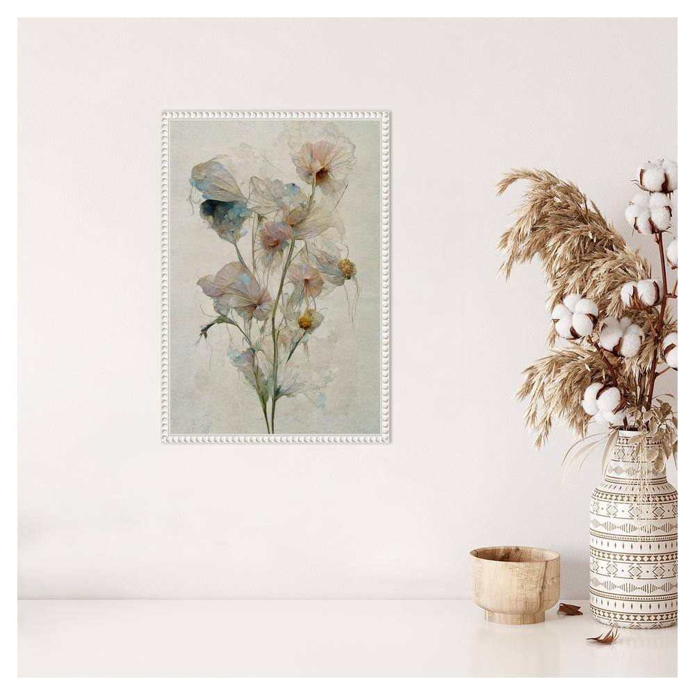 Ethereal Botanical Beaded Framed Canvas Wall Art