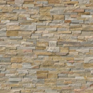 Golden Honey Ledger Panel 6 in. x 25.52 in. Textured Quartzite Stone Look Wall Tile (6 sq. ft./Case)
