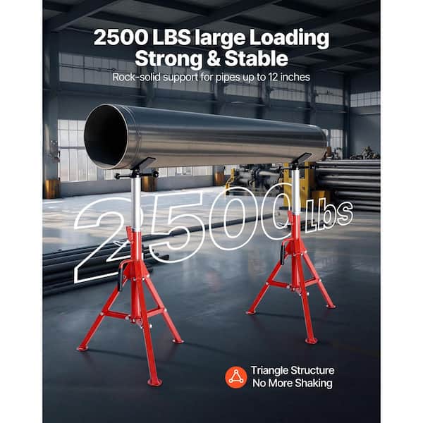 V Head Pipe Stand Adjustable Height 28 in. to 52 in. 2500 lbs. Pipe Stand 1/8 to 12 in. Welding Pipe Stand