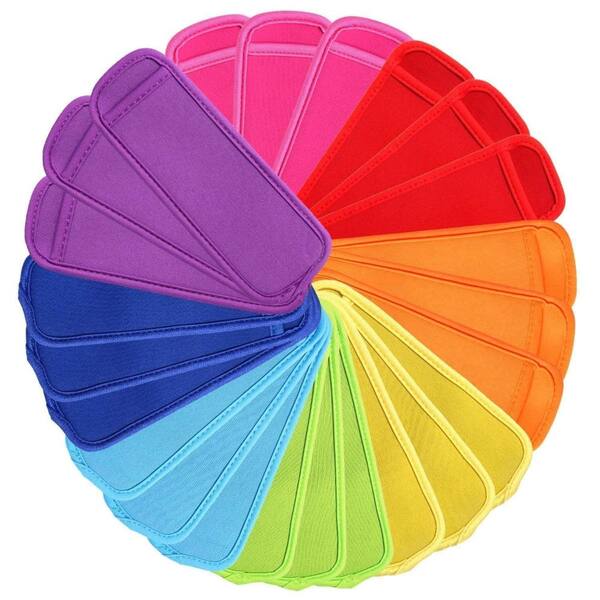 24-Pack Reusable Neoprene Ice Pop Sleeves, 8 Colors, Popsicle Holders for Kids and Adults, Insulated Bags