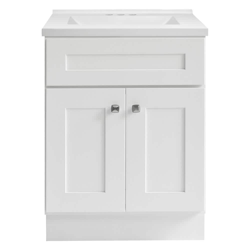 White 25" Single Bathroom Vanity with Cultured Marble Top