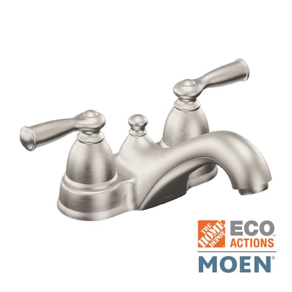 MOEN Banbury 4 in. Centerset 2-Handle Low-Arc Bathroom Faucet in Spot Resist Brushed Nickel