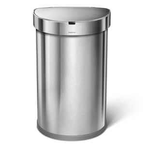 45 Liter Semi-Round Sensor Trash Can with Liner Pocket, Brushed Stainless Steel