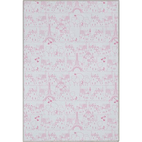 Well Woven Miraculous Ladybug Paris Streets Ivory Pink 3 ft. 3 in. x 5 ft. Area Rug