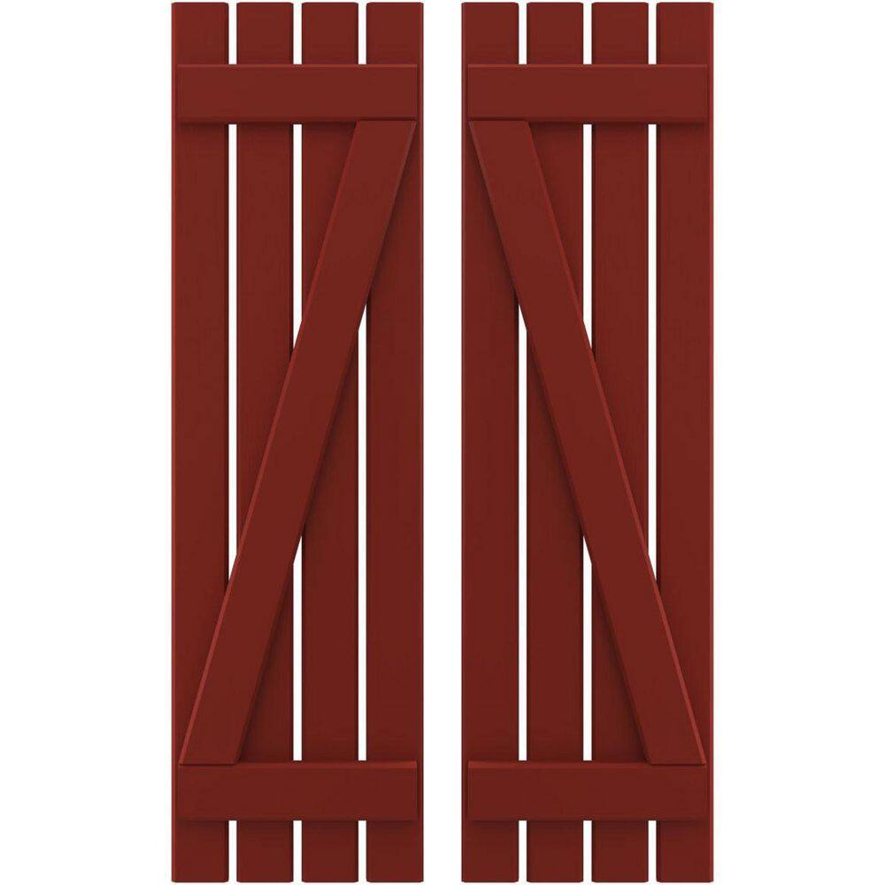 15-1/2 in. W x 51 in. H Americraft 4-Board Exterior Real Wood Spaced Board and Batten Shutters with Z-Bar in Pepper Red price history on PriceWatchPro