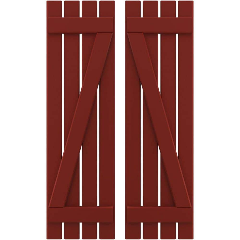 15-1/2 in. W x 72 in. H Americraft 4-Board Exterior Real Wood Spaced Board and Batten Shutters with Z-Bar in Pepper Red price history on PriceWatchPro