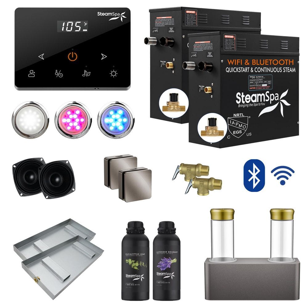 Black Series 18000-Watt Steam Generator with Wireless Remote, BLUETOOTH, WIFI and Dual Aroma Pump in Brushed Nickel price history on PriceWatchPro