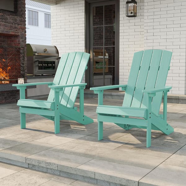 Apple Green Weather Resistant HIPS Plastic Adirondack Chair for Outdoors (2-Pack)