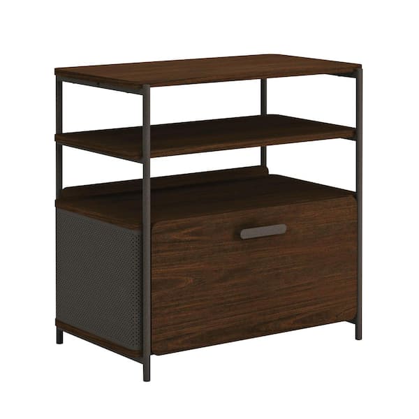 SAUDER Radial Umber Wood Decorative Lateral File Cabinet with Open Storage