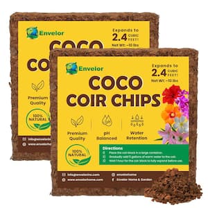 10 lbs. Natural Coco Coir Husk Chips Coconut Coir Fiber Mulch (2-Pack)