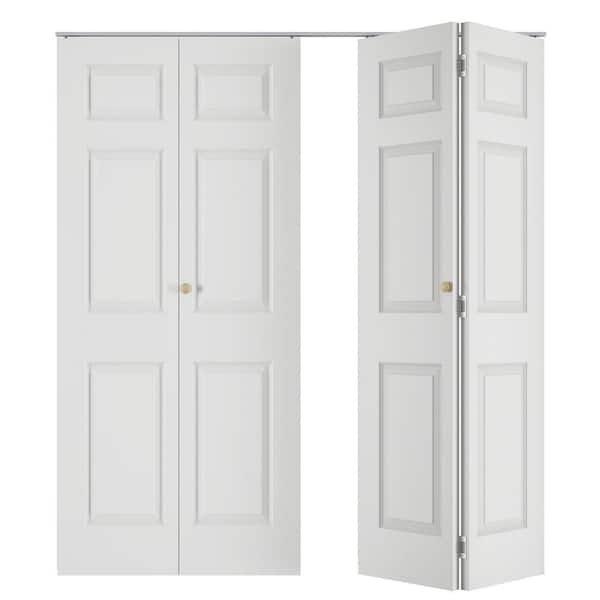 72 in. x 78.4 in. 3-Panel Hollow Core White Primed Molded Composite MDF Closet Bi-Fold Door with Hardware Kit
