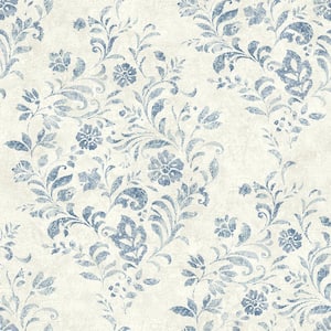 Chesapeake Frederique Blue Floral Wallpaper Sample 4072-70004SAM - The ...