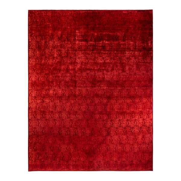 Overdyed Red 12 ft. x 18 ft. Solid Wool Indoor Area Rug