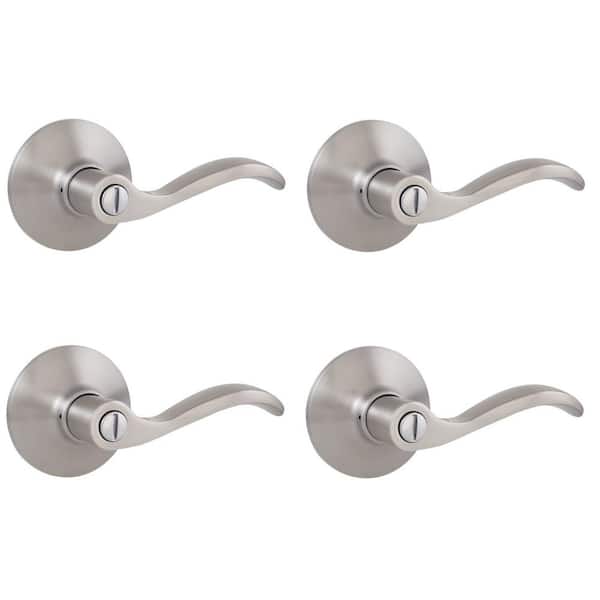 Defiant Naples Satin Nickel Bed/Bath Door Lever (4-Pack)