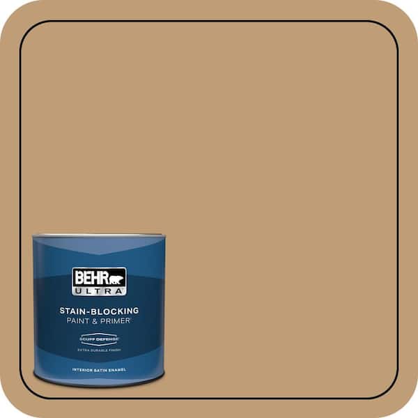BEHR ULTRA 1 qt. #300F-4 Almond Toast Extra Durable Satin Enamel Interior Paint & Primer
