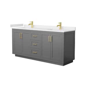 Miranda 72 in. W Double Bath Vanity in Dark Gray with Cultured Marble Vanity Top in White with White Basins