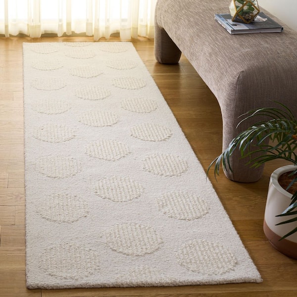 Metro 2 ft. x 8 ft. Ivory Polka Dot Runner Rug