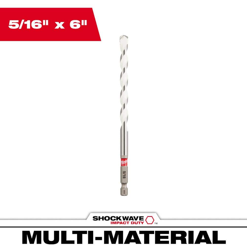 Milwaukee 5/16 in. x 4 in. x 6 in. SHOCKWAVE Carbide Multi-Material Drill  Bit 48-20-8888 - The Home Depot