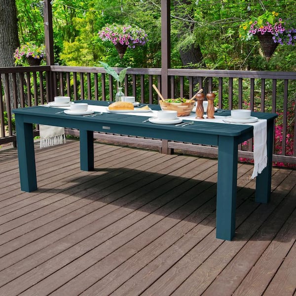 Highwood Nantucket Blue 42 in. x 84 in. Rectangular Recycled Plastic Outdoor Dining Table