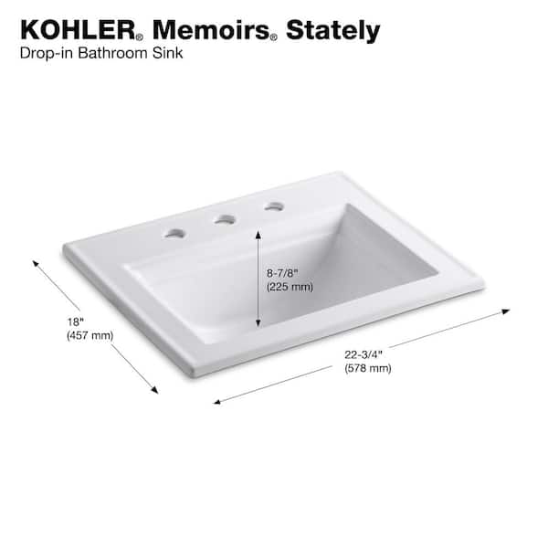 KOHLER Memoirs Stately 22-3/4 in. Drop-In Vitreous China Bathroom Sink in White