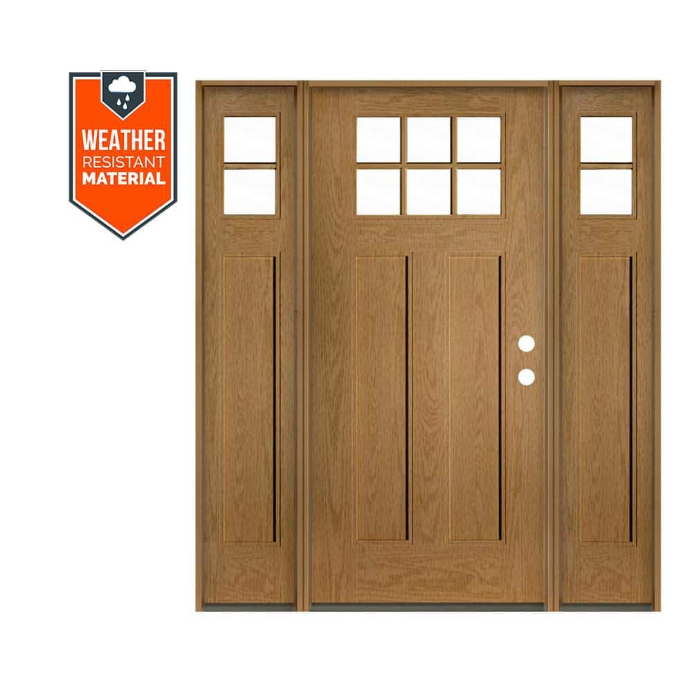 PINNACLE Craftsman 64 in. x 79 in. 6-Lite Left-Hand/Inswing Clear Glass Bourbon Stain Fiberglass Prehung Front Door/DSL price history on PriceWatchPro
