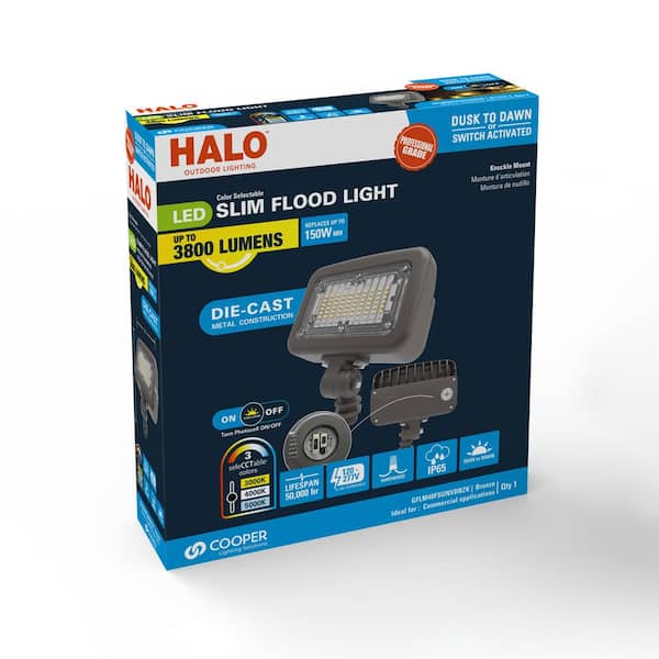 GFLM Series, 25-Watt, Bronze, Outdoor Integrated LED Medium Floodlight, Dusk to Dawn, 3800 Maximum Lumens