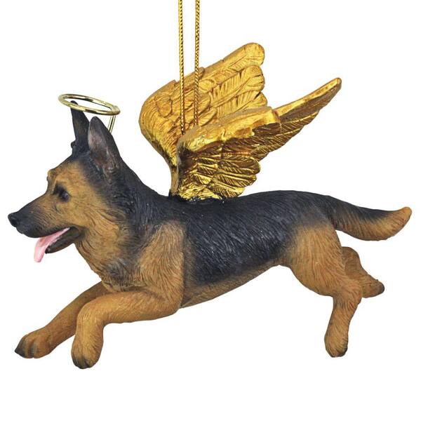 Angel Ornament Black Dog Figurine German Shepherd 
