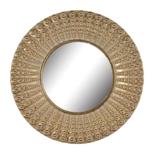 18.5 in. W x 18.5 in. H Round Polyresin Framed Gold Decorative Mirror Sunburst Wall Mirror
