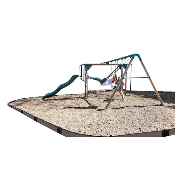 Frame It All Weathered Wood Composite Curved Playground Border Kit 64 ft. - 2 in. Profile