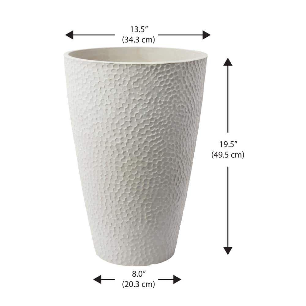 Weathered White Large Round Textured Outdoor Planter