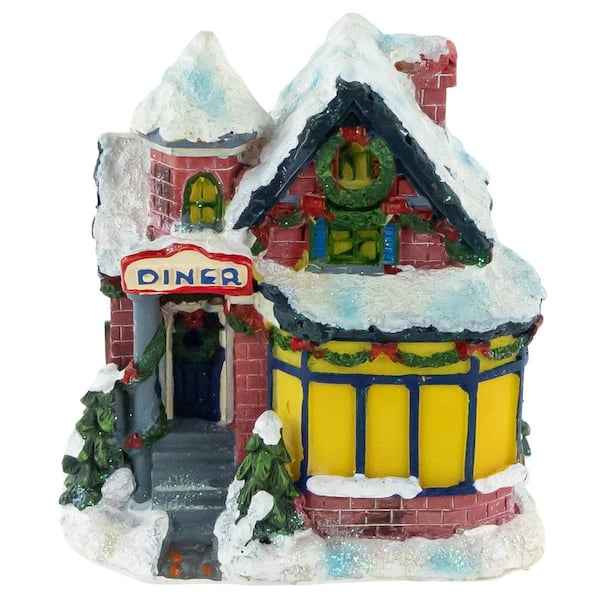 4 in. Snowy Diner Christmas Village Building Decoration
