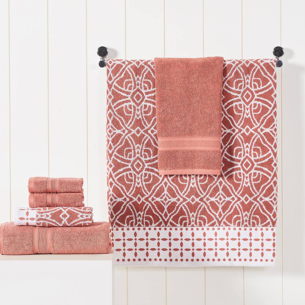 Clay Cotton 6-Piece Jacquard and Solid Towel Set