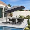 PURPLE LEAF 10 ft. Square Aluminum Outdoor Patio Cantilever Umbrella Offset 360° Rotation Umbrella with Base, Light Gray ZPXHS10LGWB