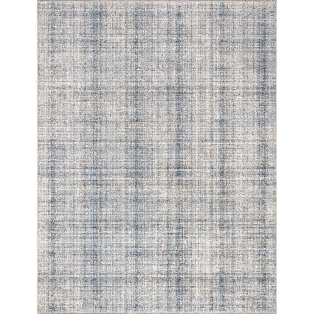 Well Woven Ivory & Blue Amtero Abstract Industrial Area Rug 5x7 (5'3 x  7'3)