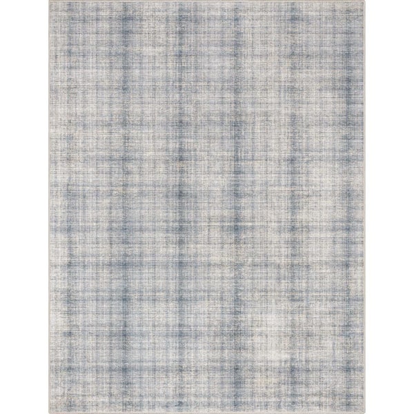 Well Woven Blue Cream 5 ft. 3 in. x 7 ft. 3 in. Flat-Weave Abstract Rio Retro Plaid Area Rug