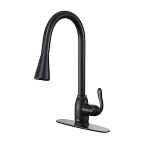 Single Handle Pull Down Sprayer Kitchen Faucet with 360° Rotation and 3-Function Spray Head in Matte Black