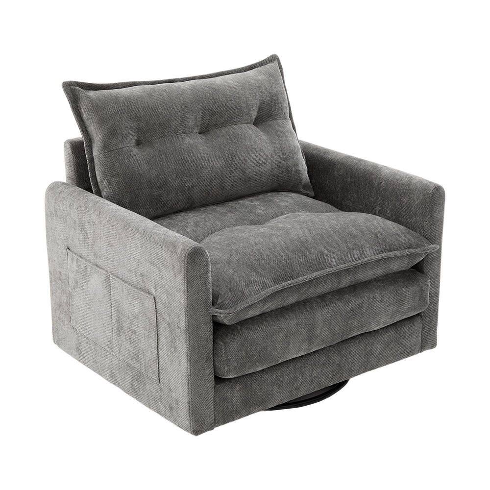 36.2 in. Gray Chenille Swivel Modern Chair with Solid Metal Base for Living Room Bedroom price history on PriceWatchPro