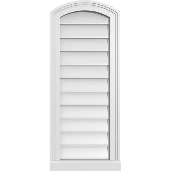 Ekena Millwork 14" x 34" Arch Top Surface Mount PVC Gable Vent: Functional with Brickmould Sill Frame