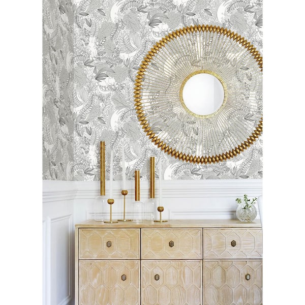 Botanical Black Gato Garden Novelty Peel and Stick Wallpaper Sample